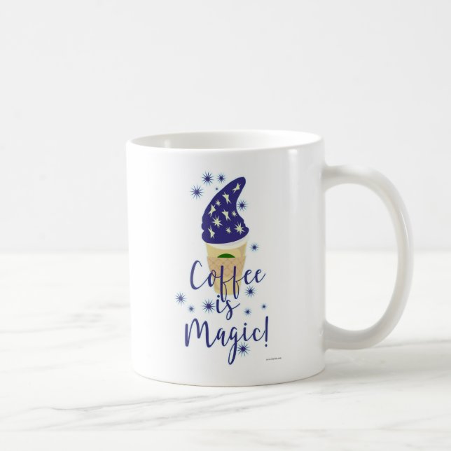 Coffee Is Magic Mocha Wizard Cartoon Slogan Mug Kaffemugg (Höger)