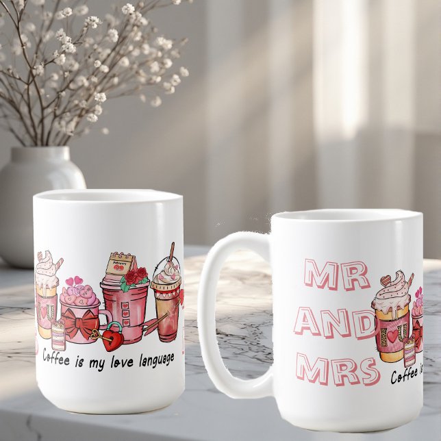 Coffee is My Love Language Couple Mr and Mrs Funky Kaffemugg (Coffee is My Love Language Couple Mr and Mrs Funky Coffee Mug)
