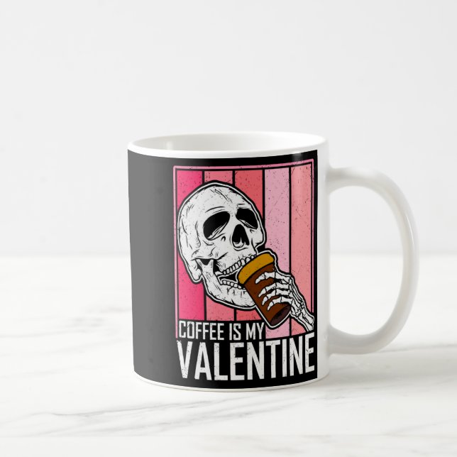 Coffee Is My Valentine Skeleton Skull Valentines D Kaffemugg (Höger)