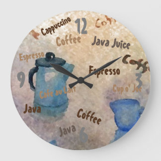 Coffee Java Espresso Shabby chic Land Middag Stor Klocka