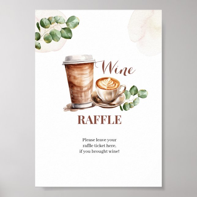 Coffee Kärlek brinner Vin Raffle-spelskylten Poster (Framsidan)