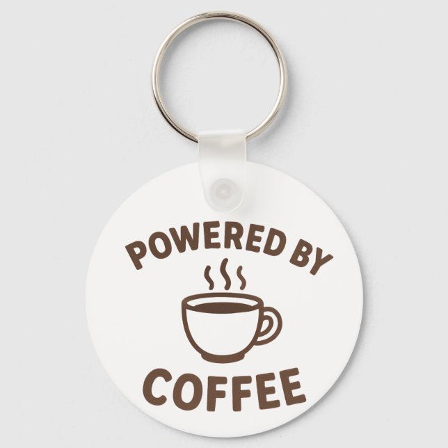 "Coffee Keychain" - "Powered by Coffee" Nyckelring (Framsida)