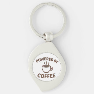 "Coffee Keychain" - "Powered by Coffee" Swirl Silverfärgad Nyckelring