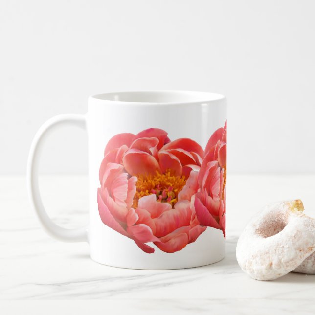 Coffee Kopp Coral Peonies (Med munk)