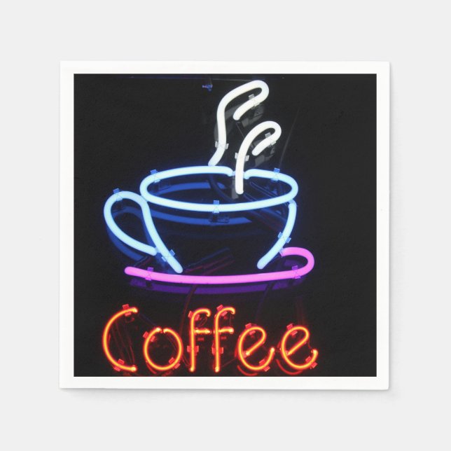 Coffee Kopp Neon Sign Party Napkins Pappersservett (Framsidan)