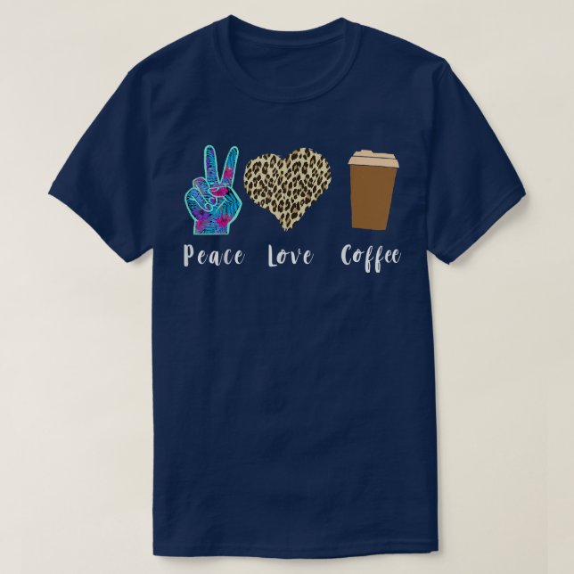 Coffee Kopp Peace Leopard Heart Iced Coffee Lo T Shirt (Design framsida)