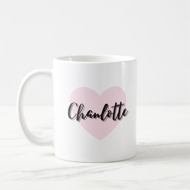 Coffee Kopp Rosa Heart Mönster Cute ’ChanCharlotte (Vänster)