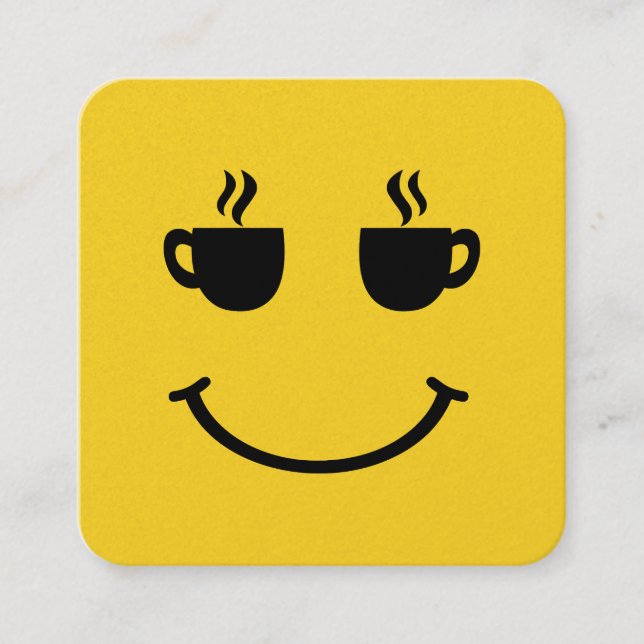 Coffee Kopp Smile Fyrkantigt Visitkort (Framsida)