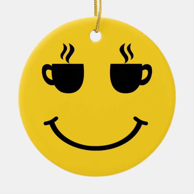 Coffee Kopp Smile Julgransprydnad Keramik (Framsidan)