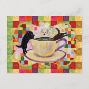 Coffee Labradors Painting Mosaic Vykort