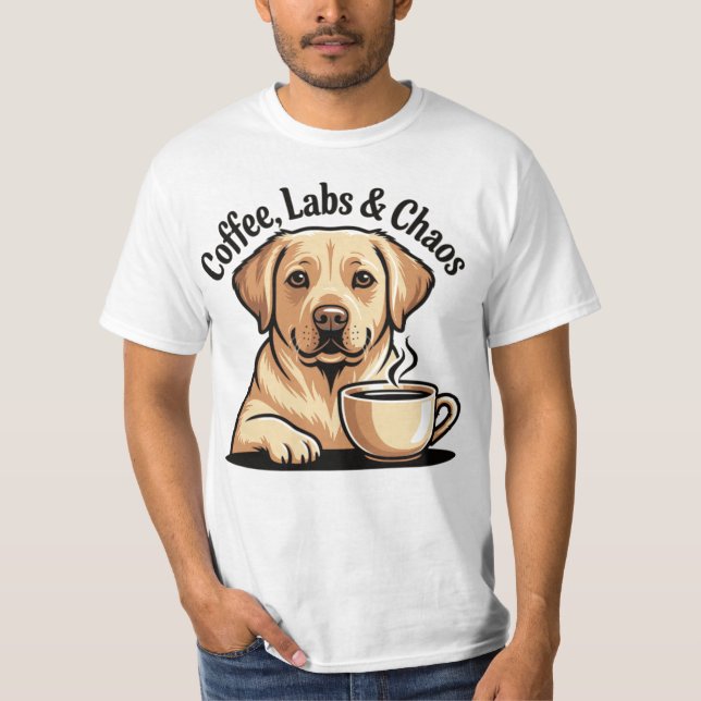 Coffee Labs och Kaos T-shirt - Rolig Labrador Hund (Framsida)
