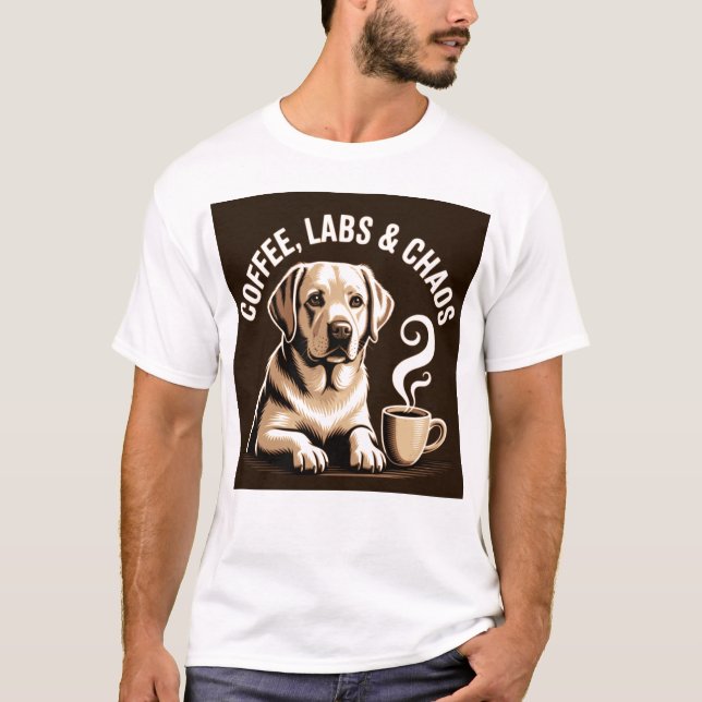 Coffee Labs och Kaos T-shirt - Rolig Labrador Hund (Framsida)
