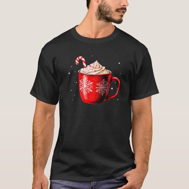 Coffee Late Hot Cocoa Gingerbread Candy Cane Chris T Shirt (Framsida)