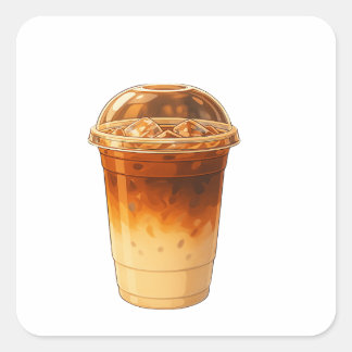 coffee latte fyrkantigt klistermärke