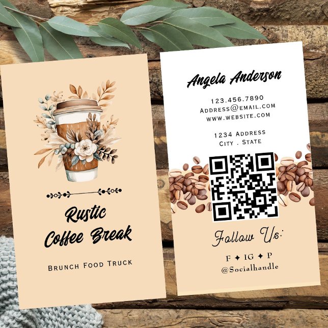 Coffee Latte Trendy QR Code and Website Visitkort (Skapare uppladdad)