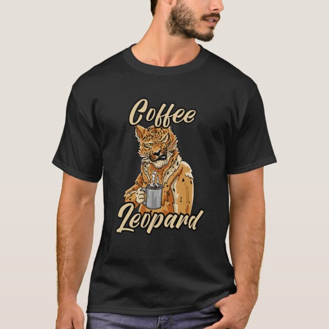 Coffee Leopard Grumpy Morning Barista Cat Cafe T Shirt (Framsida)