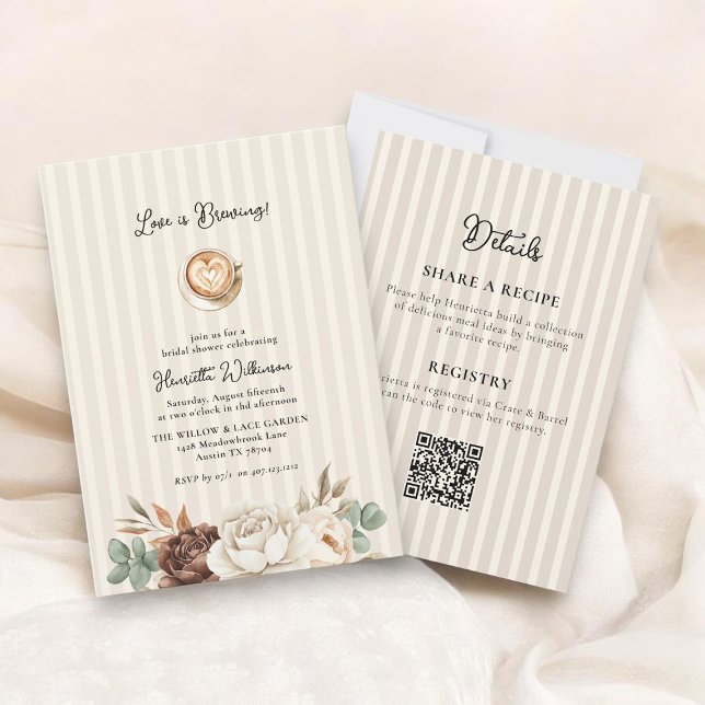 Coffee Love Brewing Bridal Shower Invitation Inbjudningar (Skapare uppladdad)