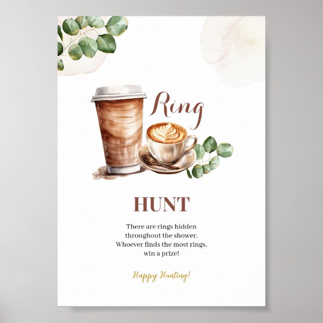 Coffee Love is Brewing Ring Hunt Game Skylt (Framsidan)