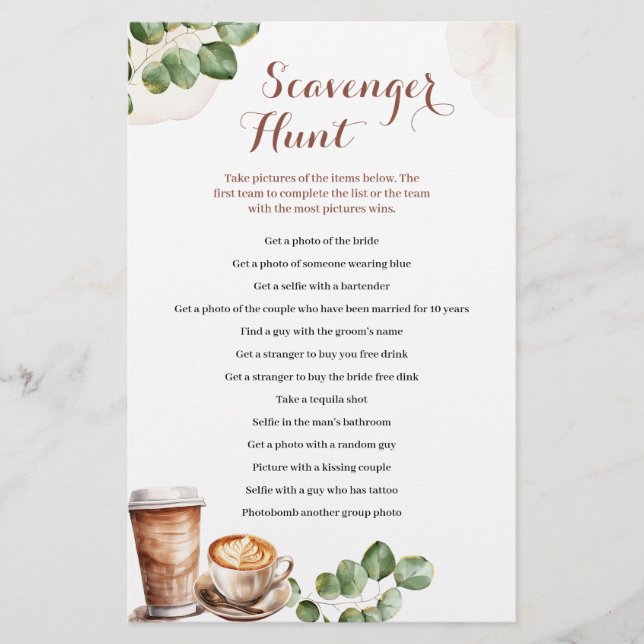 Coffee Love is Brewing  Scavenger Hunt Spel Kort (Framsida)