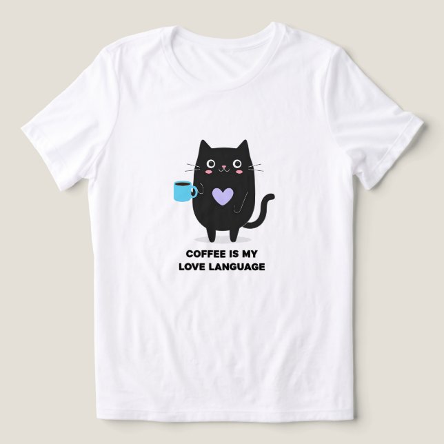Coffee Lover Cat T-Shirt - Unisex Cat Lover Tee (Design Framsida)