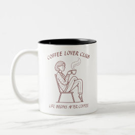 Coffee Lover Club: Life Begins After Coffee Två-Tonad Mugg