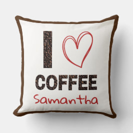Coffee Lover Custom Name Coffee Bean Design Kudde