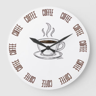 Coffee Lover Minimal Wall Clock – Modern  Stor Klocka
