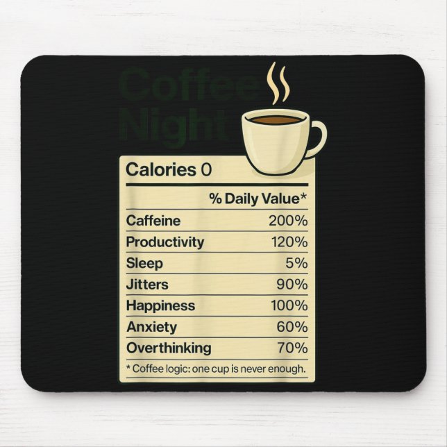 Coffee Lover Night Funny Nutrition Facts Costume F Musmatta (Framsidan)