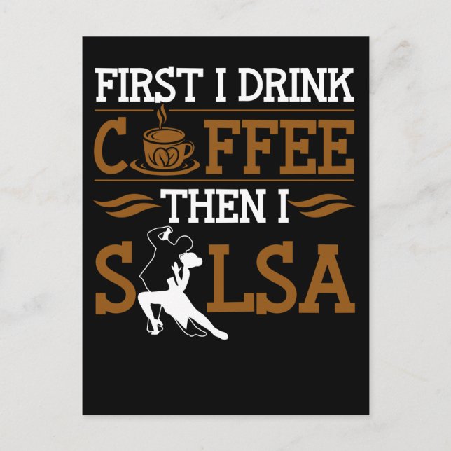 Coffee Lover Salsa Dancing Sport Humor Dancer Vykort (Framsida)