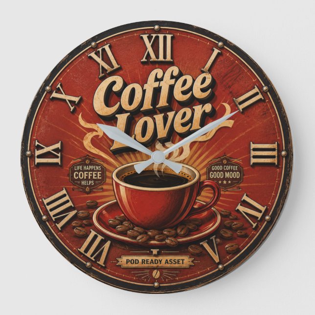 Coffee Lover  Stor Klocka (Framsida)