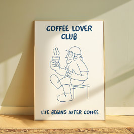 Coffee Lover Wall Art Poster Minimalist Line Art