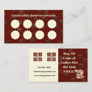 Coffee Loyalty Card - Buy 10 Get 1 Free Rewards Lojalitetskort