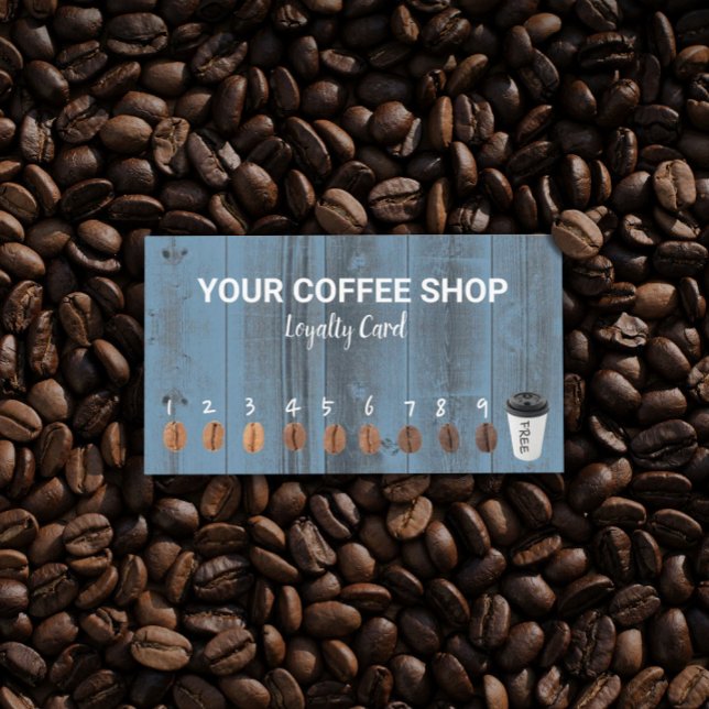 Coffee Loyalty Cards Rustic Dusty Blue Barn Wood Lojalitetskort (Skapare uppladdad)