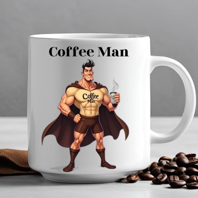 COFFEE MAN BREAK TIME LUNNE Novelty Office Gift Kaffemugg (Super Hero gifts for him Christmas birthday Father's Day  Veteran's Memorial office coworker Dad )