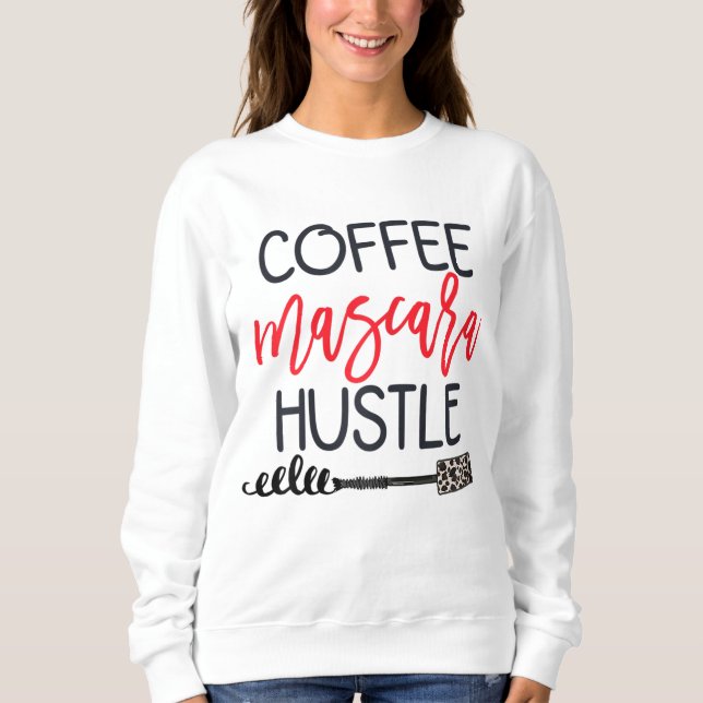 Coffee Mascara Hustle Leopard Cute Makeup Quote fo T Shirt (Framsida)