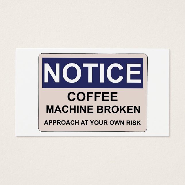 Coffee Maskin Broken Humor Visitkort (Framsidan)