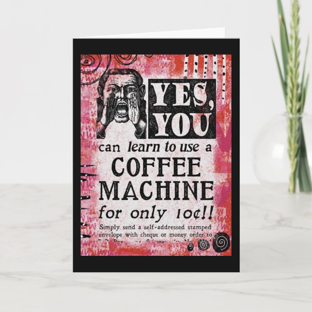 Coffee Maskin - Funny Vintage annons Kort (Framsida)