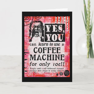 Coffee Maskin - Funny Vintage annons Kort