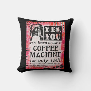 Coffee Maskin - Funny Vintage annons Kudde