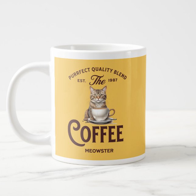 Coffee Meowster: Lover Gift, Lover Gift, Pawsitive Jumbo Mugg (Vänster)