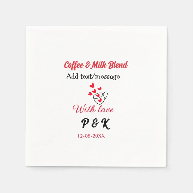 Coffee & milk blend love couple coffee red heart n pappersservett (Framsidan)
