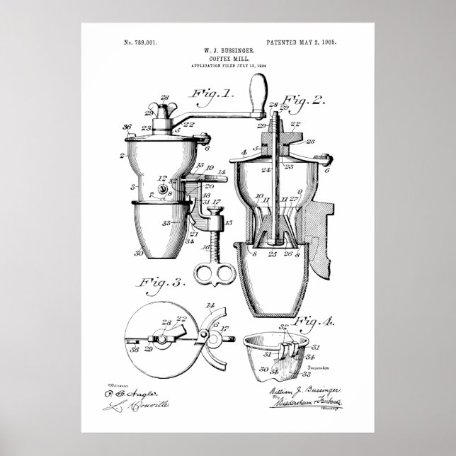 Coffee Mill Patent Poster (Framsidan)