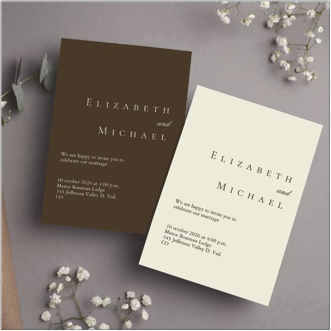 Coffee Minimalist Boho Elegant Script Wedding  Inbjudningar (Skapare uppladdad)