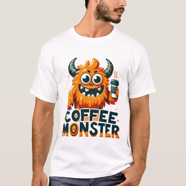 Coffee Monster - Ljuny Morgonmood T Shirt (Framsida)