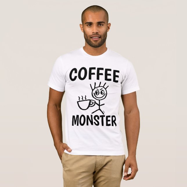 COFFEE MONSTER lustiga T-shirts (Hel framsida)