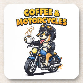 Coffee & Motorcycles Dog Biker Artwork Underlägg