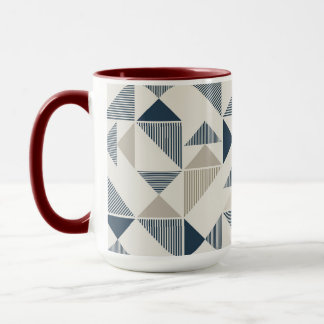 Coffee Mug – Blue & Beige Triangle Design  Mugg