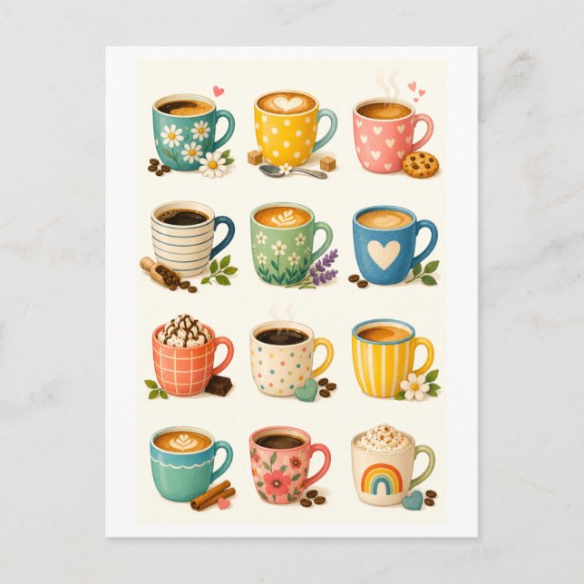 Coffee Mug Collage Vykort (Framsida)
