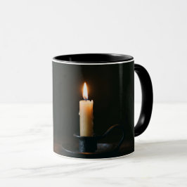 Coffee Mug Lit Candle Warm Glow Peaceful Atmospher Mugg