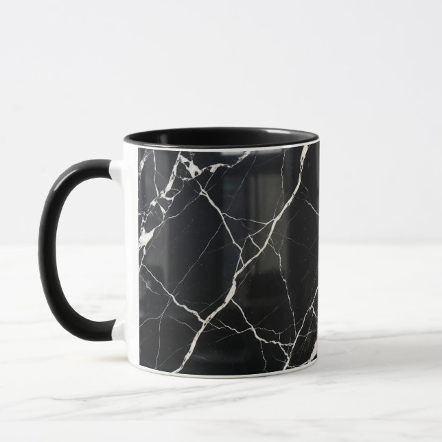 Coffee Mug Modern Black Marble Vein Pattern Mugg (Vänster)